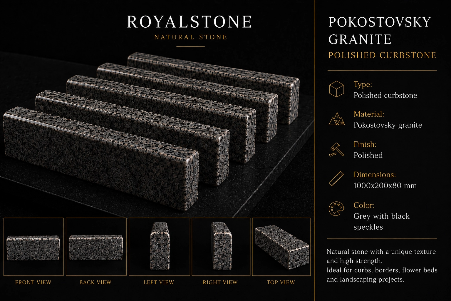 Pokostivskyi granite kerb