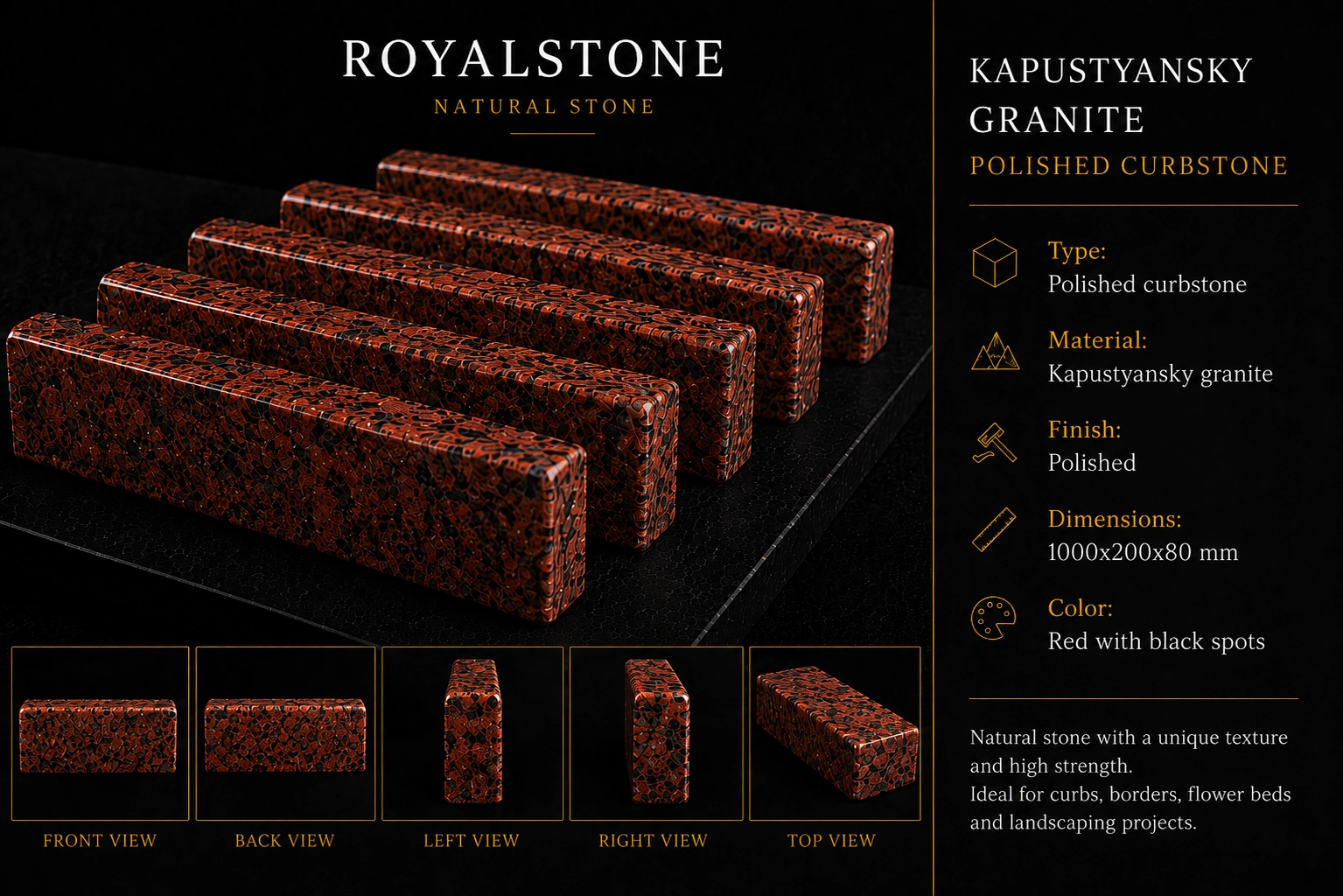 Kapustynskyi granite kerb