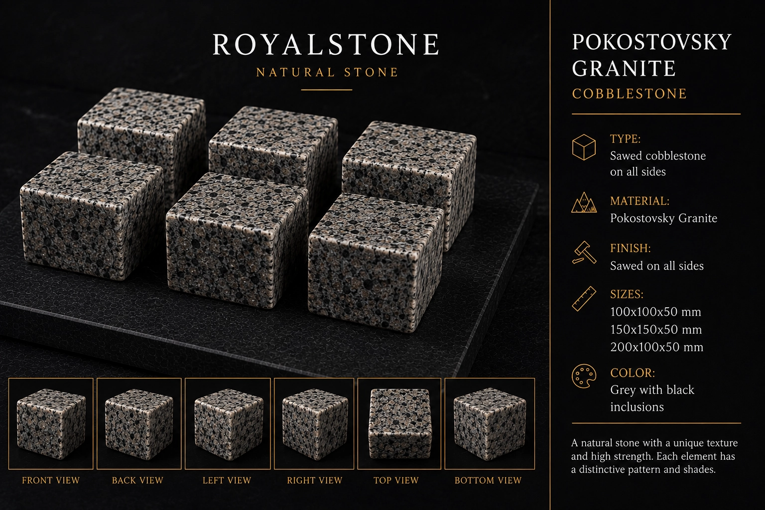 Pokostivskyi granite paving