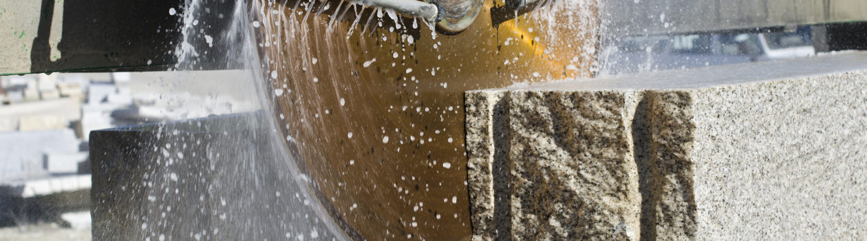 granite sawing machine in a factory from a quarry