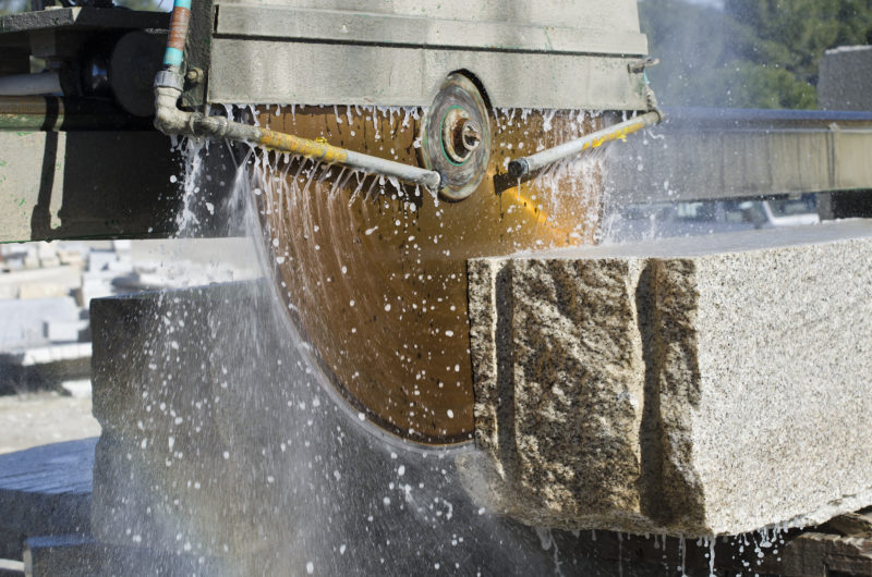 granite sawing machine in a factory from a quarry