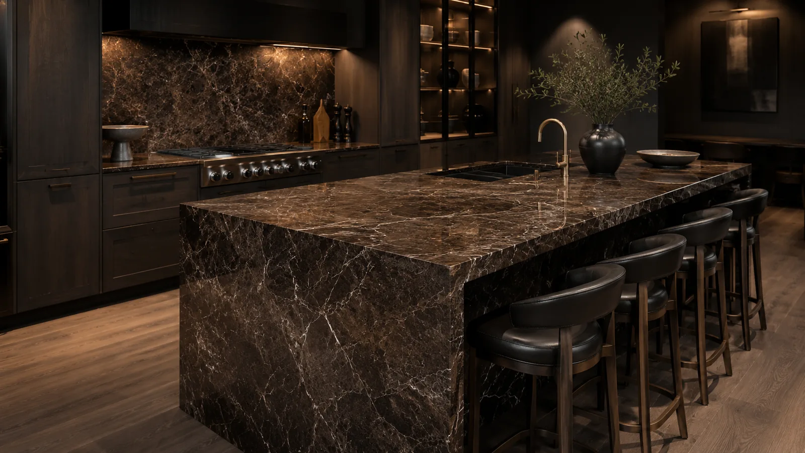 Кухонний острів із мармуру Emperador Dark