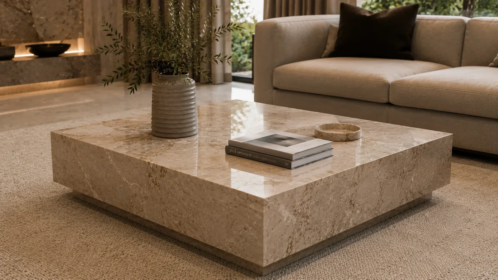 Мармуровий журнальний столик у вітальні