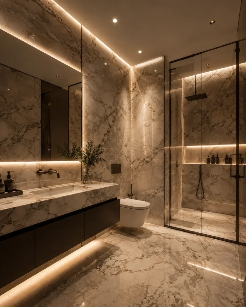 Stone washbasins and bathroom cladding